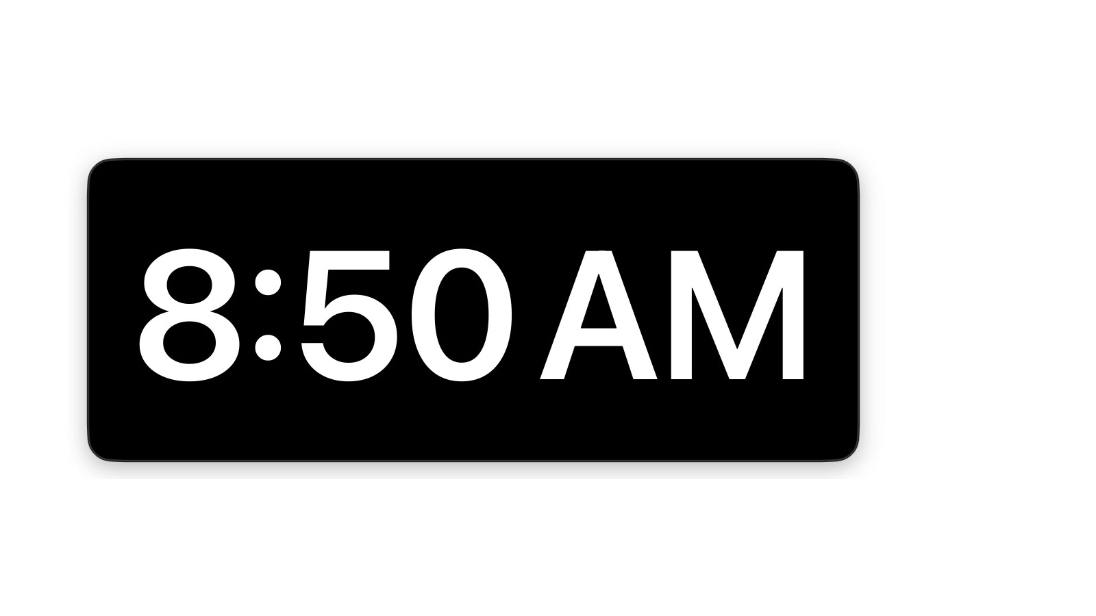 Clock mode showing the current time, 8:50 AM.