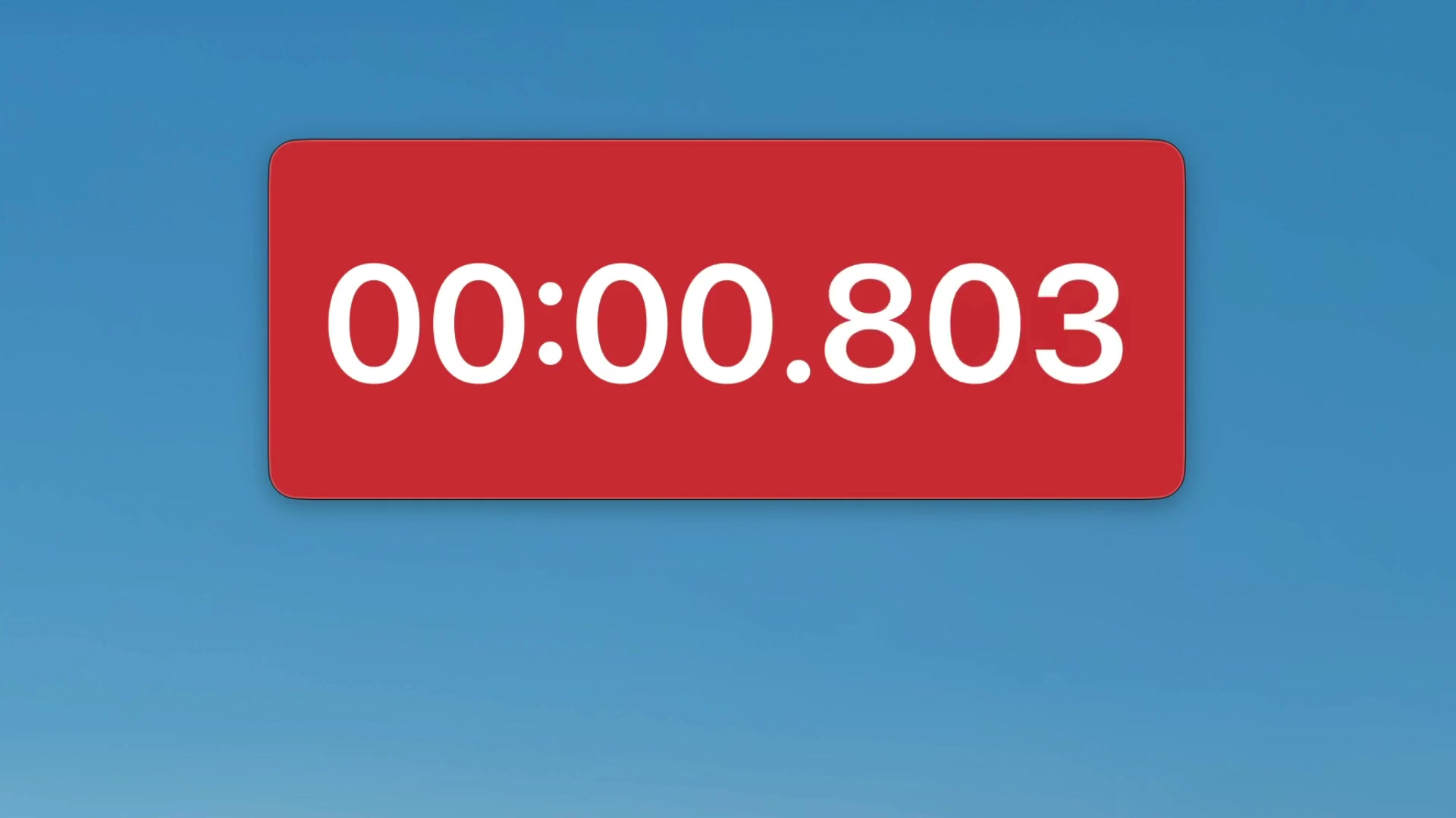 Stopwatch mode counting up from zero with millisecond precision.