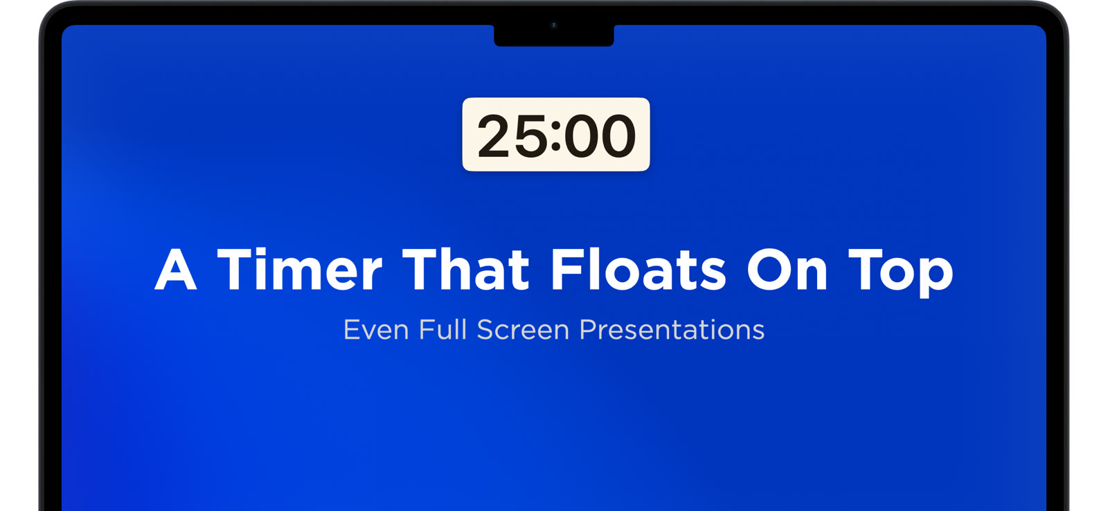 A timer pinned on top of a full screen app on Mac.