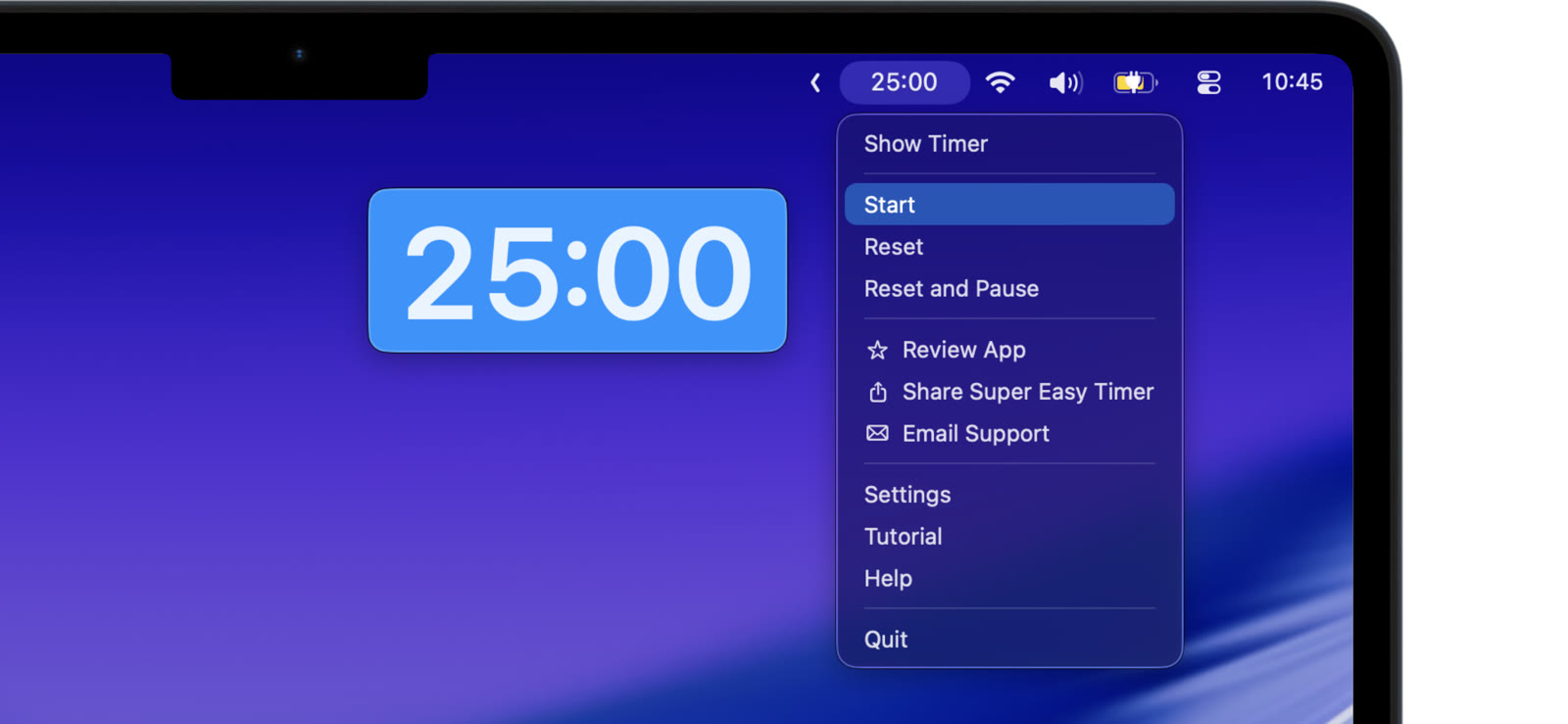 A floating timer kept visible on a Mac desktop.